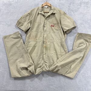 Dickies Pants Unisex 44 Beige Tan Basic‎ Cotton Overall Short Sleeve